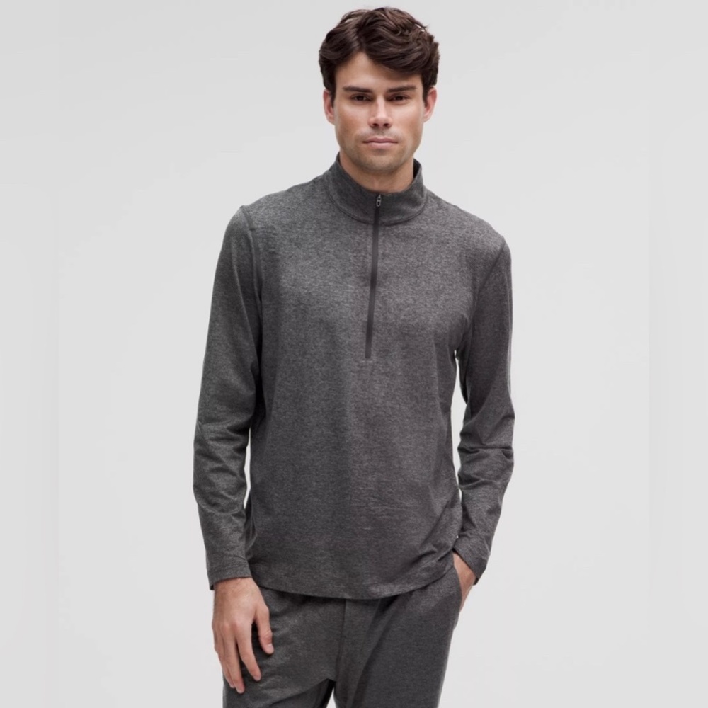 Lululemon NWOT Soft Jersey Half Zip Heathered Black/Heathered Graphite Grey